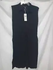 Eileen Fisher Black Drawstring Waist Shirt Dress XS