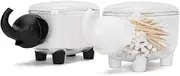 Agirlvct Cotton Ball Holder and Swab Holder Canister Jar, Modern Qtip Toothpick Dispenser Apothecary Organizer with Lids for Girl Cosmetics Bathroom Bedroom 2 Pack (Elephant)