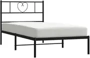 vidaXL Classic Metal Bed Frame with Extra Storage Space, Robust Powder-Coated Steel Construction, Comfortable Headboard, 107x203 cm, Black