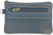 [JJNUSA] Genuine Leather Zipper Coin Purse for Men, Credit Card Case Holder, Mens Tray Purses Coin Purse Cash Change Wallet Car Smart Holder Money Pouch, Darkbrown, Zipper