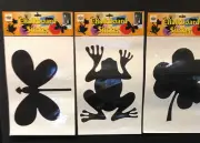 Chalk Board Wall Stickers Black Large Set of 3 Designs Frog Dragonfly Clover New