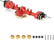 1/10 Front and Rear Axle Set for Ax&ial 1-24 SCX24 Crawlers Upgraded Part Rear Portal Axle Housing & Steel Gears Aluminum Front & Rear Portal Axles(Red)