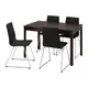 IKEA 餐桌附4張餐椅, 深棕色/鍍鉻 bomstad黑色
