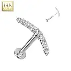 Piercing Labret Ear White Gold 14 Gold Line Curved