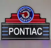Pontiac Service LED Flex-Neon Look Sign - Art Deco Marquee - GM - GTO - Firebird