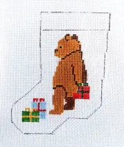 Winnetka Stitchery Mini Stocking Ornament Pooh Presents Hand Painted Canvas