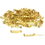75 Bar Pin Backs Broach Hat Badge Jewelry Safety Parts 27 x 5mm