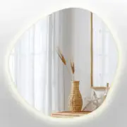 Illuminated LED Large Irregular Mirror Oval Organic Shape 3 LED colour 97x96 cm