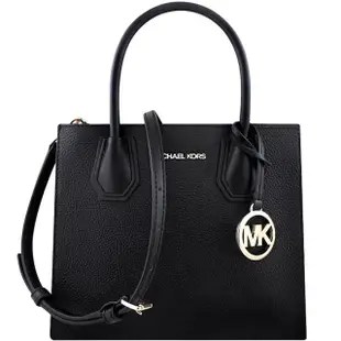 【Michael Kors】Mercer 荔枝紋牛皮手提/斜背兩用包(黑色)