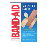 Band-Aid Variety Pack Adhesive Bandages Assorted Sizes 30 Count