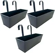 Deck Railing Planter,3X Metal Outdoor Planter for Balcony with Detachable Hooks - Gardening Basket Decor for Indoor Strawberry Planting
