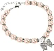CORHAD Luxury Dog Cat Pearl Collar Pet Neck Chain Rhinestones Stylish Puppy Necklace for Parties Weddings