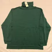 NWT Polo Golf Ralph Lauren Men's 2XL Green Navy Striped Long Sleeve Turtleneck