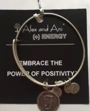 Alex and Ani Initial “F” Rafaelian Silver Expandable Bracelet NWT