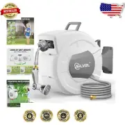 Effortless Wall Mounted 1/2" x 100ft Garden Hose Reel with Automatic Retraction