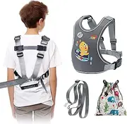 2025 New Safety Harness with Light Reflector for Active Child (3-6 yrs), Walking Harness with Grab Handle and Removable Autism Awareness, Adjustable Tether Leash for Autism Special Needs ADHD/ASD Kids