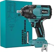 [Ecarke] 800 Nm Battery Impact Wrench Compatible with Makita 18 V Lithium Battery, 1/2 Inch Brushless Impact Wrench with LED Light for Scaffolding, Car Tyres and Automotive Mounting (Without Battery and