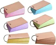LALAFINA 6pcs Binder Ring Blank Cards for DIY Memo Pads Compact School Stationery