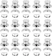 Metal Locking Pin Backs, 30 Pcs Keepers Locking Clasp for Uniform Badges, Hat, Jewelry Making (Silver)