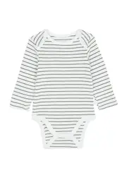 Mori Striped Jersey Babygrow - White Other 9 Months