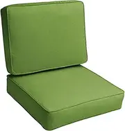 Set of 2 Garden Seat and Back Cushion Set, Garden Furniture Cushions, Replacement Cushions for Rattan Furniture, Outdoor Cushions Waterproof(Green,21.6 * 21.6in)