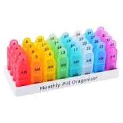 31 Days Monthly Pill Organizer Pill Case Box One Month Twice a Day AMPM Vitamins