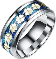 [JEWEDECO] Ring Band Unisex Ring Anniversary Rings Mens Musical Note Ring Fashion Ring The Rings for Women Shamrock Ring Rings Ring Jewelry Titanium Steel Golden