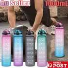 1L Water Bottle Motivational Flask With Time Markings BPA Free Sports Gym IH