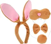 [WOONEKY] 1 Set Animal Headband Cosplay Hair Band Hair Hoop Bunny Ears Headband Decorative Rabbit Props Performance Bow Tie Rabbit Tails Bunny Ear Hair Wear Cosplay Tail Rabbit Cosplay Props