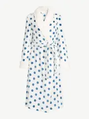Joyspun Women's Plush Polka Dot Tie Bath Robe NWT Medium 8 10