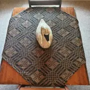 Primitive BLACK MUSTARD NANTUCKET TABLE SQUARE Coverlet Tablecloth Topper 34"