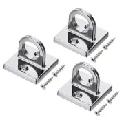Pad Eye Plate U Hooks, 3 Pack Metal Ceiling Hook Wall Mount Loop, Silver