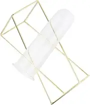 WEKADRIN 1Pc Geometric Frame Flower Planter with Glass Tube Decorative Hydroponics Vase for Home Decor for Tulips Roses and Succulents Golden Long Design