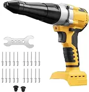 Cordless Rivet Gun, Electric Pop Riveters Gun Tool, Automatic Rivet Gun with Brushless Motor, Compatible with Dewalt 20V Battery for 1/8'', 5/32'', 3/16" Rivets