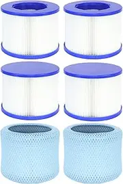 Lucasou 60% denser Filter, high-Efficiency Screw-in hot tub Filter Replacement kit for Inflatable, Portable, and Small spas (4 Filters + 2 Filter Bags)