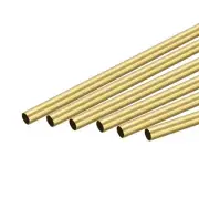 Brass Round Tube 6.5mm OD 0.25mm Wall Thickness 300mm Length Pipe Tubing 6 Pcs