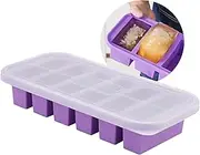 Silicone Freezer Tray With Lid, Food Molds, Large Ice Cube Tray, Container for Soup, Sauce, Broth, Leftovers (Lavender-6 Cups)