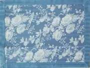 VTG NWT SET 8 Hallmark Blue Rose Reversible to Solid Fabric Placemats 14x18"