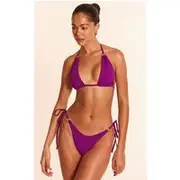 Purple Mini O Ring High Apex Triangle Bikini Top, Purple
