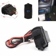Car Marine Boat Dual USB Blue LED Voltmeter Socket Power Supply Charger Port 12V