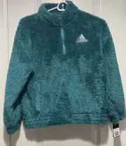 Adidas Fleece Girls Glittery Quarter Zip Pullover Size Medium