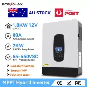 AU 1800W 12V Hybrid Solar Inverter 80A MPPT Solar Charger Controller Off Grid