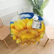 Sunflower Tablecloth Round Table Cloth 60 Inch Waterproof Party Table Covers for Picnic Kitchen Outdoor Yellow