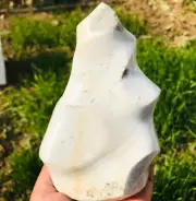 1016g Rare Large Natural White Ocean Jasper Flame Quartz Crystal Torch Specimen