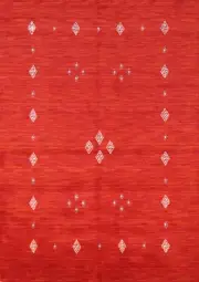 Soft and Plush Orange Gabbeh Hand-knotted Wool Rug 5x6 ft.