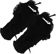 [ROMANSENTIAL] 1 Pair Women No Show Socks Cotton Lace Tie Lolita Socks Non-slip Invisible Socks Low Cut Liner Socks With Ruffle Trim For Women
