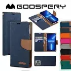 Denim Wallet Flip Case for iPhone 16 Pro Max Plus/15/14/13/12/11 XS Card slots