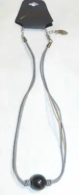 NWT Jules Double Leather Cord Necklace Iridescent AB Feature Bead BOHO