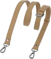[uxcell] Genuine Leather Purse Strap, 41.7"-51.2" Adjustable Crossbody Replacement Straps 0.6" Width for Women Handbags Shoulder Bag (Cool Brown, Black Buckle)