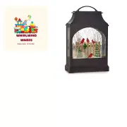 Red Cardinals on Fence Lighted Water Lantern Figurine 11 Inch